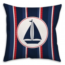 Nautical Sail Boat Spun Polyester Throw Pillow