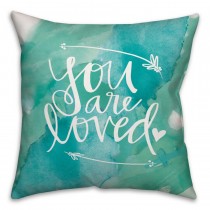 You Are Love Blue Watercolor Spun Polyester Throw Pillow