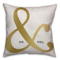 Golden Ampersand Mr and Mrs Spun Polyester Throw Pillow