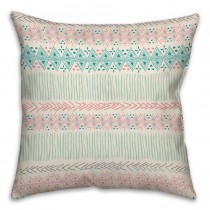 Bright Tribal Coral Spun Polyester Throw Pillow
