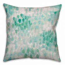 Turquoise Watercolor Drips Spun Polyester Throw Pillow