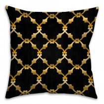 Black And Gold Chain Links Spun Polyester Throw Pillow