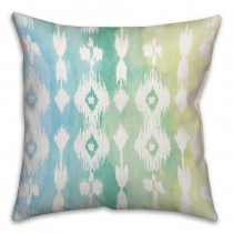 Watercolor Ikat Spun Polyester Throw Pillow