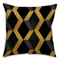 Geometric Black And Gold Spun Polyester Throw Pillow