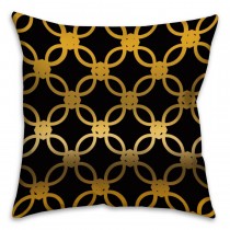 Black And Gold Quad Spun Polyester Throw Pillow
