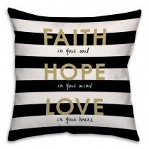 Faith Hope Love Gold Spun Polyester Throw Pillow