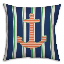 Anchor Stripes Spun Polyester Throw Pillow