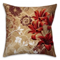 Spice Floral Things Spun Polyester Throw Pillow