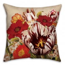 Large Floral Bouquet Spun Polyester Throw Pillow