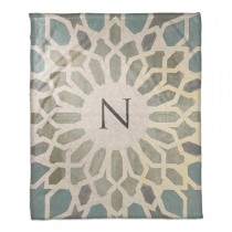 Exotic Tile Personalized Monogram Coral Fleece Blanket – 50”x60”