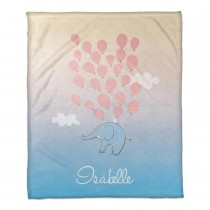 Elephant And Balloons Personalized Coral Fleece Blanket – 50”x60”