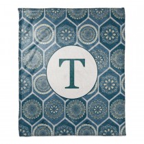 Exotic Blue Emblems Personalized Monogram Coral Fleece Blanket – 50x60