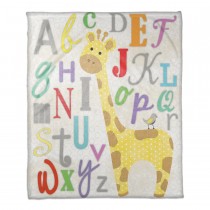 Alpha Giraffe Coral Fleece Blanket – 50x60