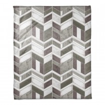 Greige Chevron Coral Fleece Blanket – 50x60