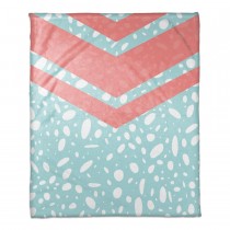 Coral And Blue Dalmation Colorful Circles Coral Fleece Blanket – 50x60