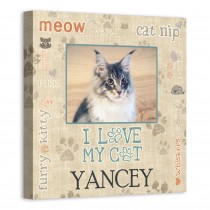 I Love My Cat 12x12 Personalized Canvas Wall Art