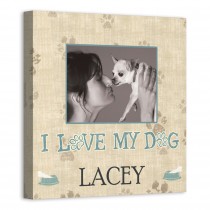 I Love My Dog 12x12 Personalized Canvas Wall Art