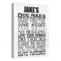 Dog Rules 11x14 Personalized Canvas Wall Art