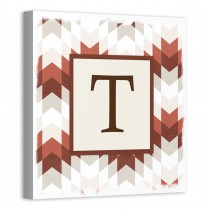 Red Monogram Geo 12x12 Personalized Canvas Wall Art