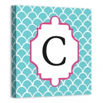 Blue Juvie Scales Monogram 12x12 Personalized Canvas Wall Art