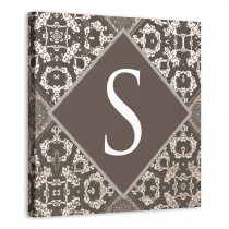 Dark Taupe Monogram 16x16 Personalized Canvas Wall Art