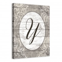 Happily Ever Greige Monogram 16x20 Personalized Canvas Wall Art