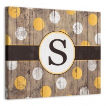 White And Gold Wood Monogram 20x16 Personalized Canvas Wall Art