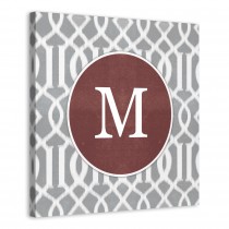 Gray And White Imperial Trellis 20x20 Personalized Canvas Wall Art 