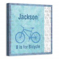B Is for Bicycle 12x12 Personalized Canvas Wall Art
