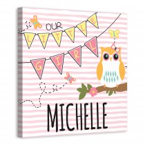 Our Little Owl Girl 16x16 Personalized Canvas Wall Art