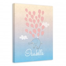 Elephant And Balloon Floating 16x20 Personalized Canvas Wall Art