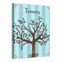 Blue Tree Silhouette 16x20 Personalized Canvas Wall Art