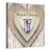 Wooden Heart 16x16 Personalized Canvas Wall Art