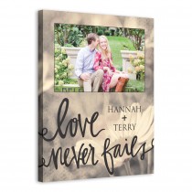 Love Never Fails 16x20 Personalized Canvas Wall Art 