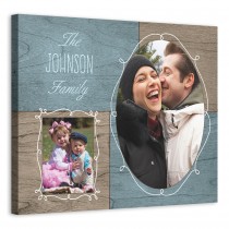 Wood Grain Family Photo Collage 20x16 Personalized Canvas Wall Art