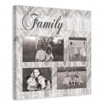 Gray Geometric Family Photo Collage Personalized Canvas Wall Art 