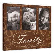 Brown Damask Family Photo Collage 20x16 Personalized Canvas Wall Art
