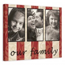 Striped Our Family 20x16 Personalized Canvas Wall Art