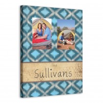 Blue Ikat Family Photos 16x20 Personalized Canvas Wall Art 