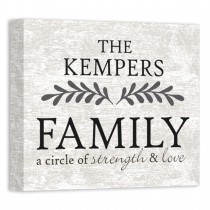 Family a Circle of Strenght and Love 10x8 Personalized Canvas Wall Art