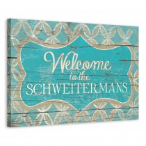 Distressed Blue Welcome Sign 24x16 Personalized Canvas Wall Art