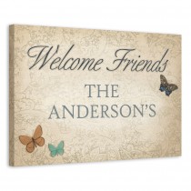 Butterfly Welcome Friends Sign 24x16 Personalized Canvas Wall Art