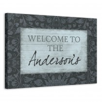 Tapestry Welcome Sign 24x16 Personalized Canvas Wall Art 
