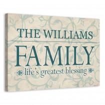 Teal Life's Greatest Blessing Family Sign 24x16 Personalized Canvas Wall Art