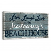 Live Laugh Love Beach House Sign 20x10 Personalized Canvas Wall Art 