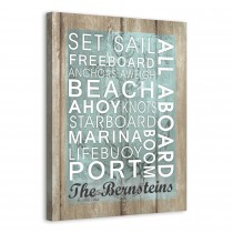 Sailing Words Sign 16x20 Personalized Canvas Wall Art