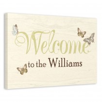 Butterfly Welcome Sign 24x16 Personalized Canvas Wall Art 
