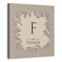 Floral Damask Monogram 16x16 Personalized Canvas Wall Art