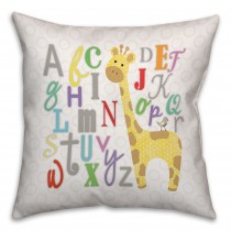 Alphabet Giraffe  Spun Polyester Throw Pillow