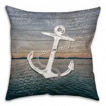 Distressed Anchor Spun Polyester Throw Pillow